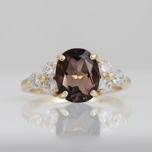 Smoky Quartz Ring - Statement Ring - Gold Ring - Engagement Ring - Oval Ring - Cocktail Ring - Prong Ring - Brown Ring - Smoky Topaz Ring