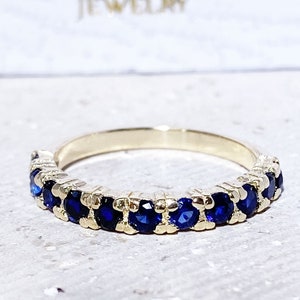Blue Sapphire Ring - September Ring - Half Eternity Ring - Stack Ring - Gold Ring - Dainty Ring - Prong Ring - Gemstone Band