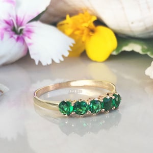 May Birthstone Jewelry - Emerald Ring - Prong Ring - Stack Ring - Gold Ring - Tiny Ring - Green Ring - Dainty Ring - Simple Jewelry