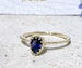 Blue Sapphire ring - Slim Ring - Hammered Ring - Delicate Ring - September Birthstone - Tiny Ring - Simple Ring - Teardrop Ring - Bezel Ring 