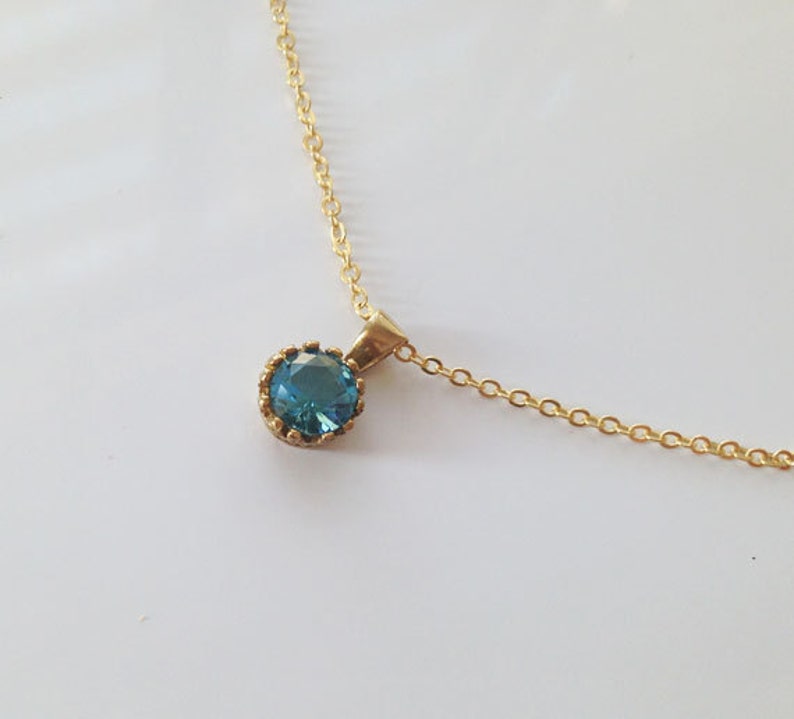 Blue Topaz Necklace Gemstone Necklace December Birthstone Bezel Pendant ...