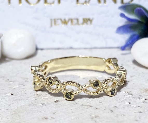 Peridot Ring Gemstone Ring Infinity Ring August Birthstone Green