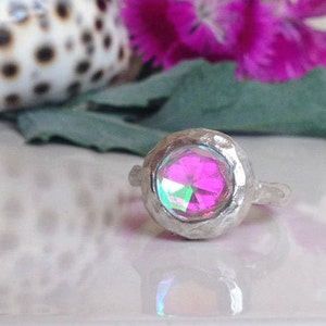 Mystic Topaz Ring - Rainbow Ring - Fire Topaz Ring - Topaz Jewelry - Gemstone Ring - Bezel Ring - Promise Ring - Simple Ring
