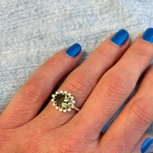 Green Tourmaline Ring - Statement Ring - Gold Ring - Engagement Ring - Oval Ring - Cocktail Ring - Gemstone Ring - Green Stone Ring