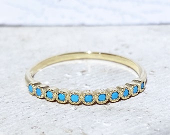 Turquoise Ring - Sleeping Beauty Turquoise - December Birthstone - Gold Ring - Delicate Ring - Bezel Ring - Slim Band - Simple Jewelry