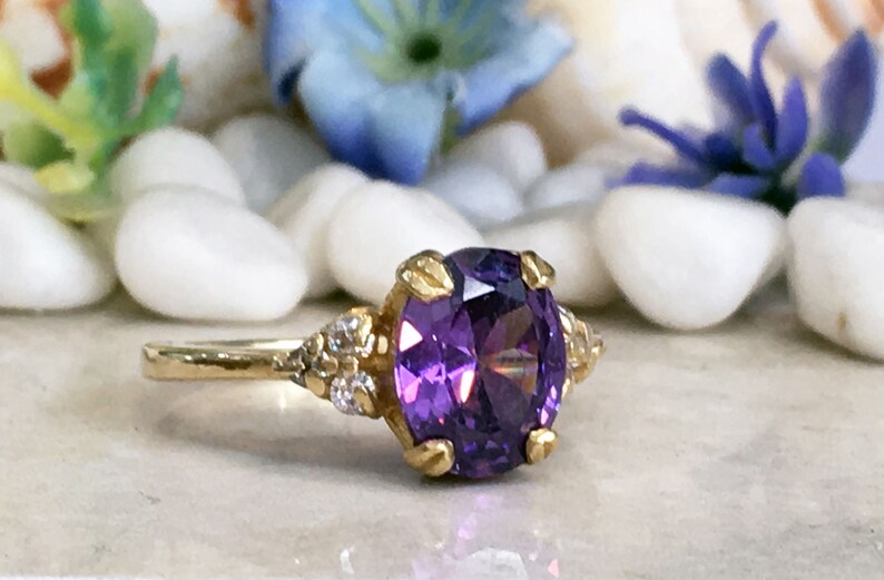 Purple Amethyst Ring February Birthstone Statement Ring Etsy
