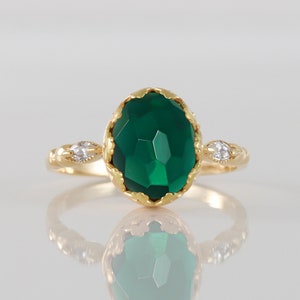 Green Tourmaline Ring - Statement Ring - Gold Ring - Statement Ring - Cocktail Ring - Oval Ring - Bezel Ring - Dainty Ring - Gemstone Band