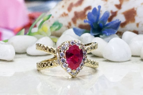 Ruby Ring July Birthstone Gemstone Band Gold Ring Engagement Ring
