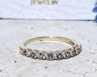 Alexandrite Ring - Lavender Ring - June Birthstone - Gold Ring - Dainty Ring - Delacate Ring - Bezel Ring - Gemstone Band