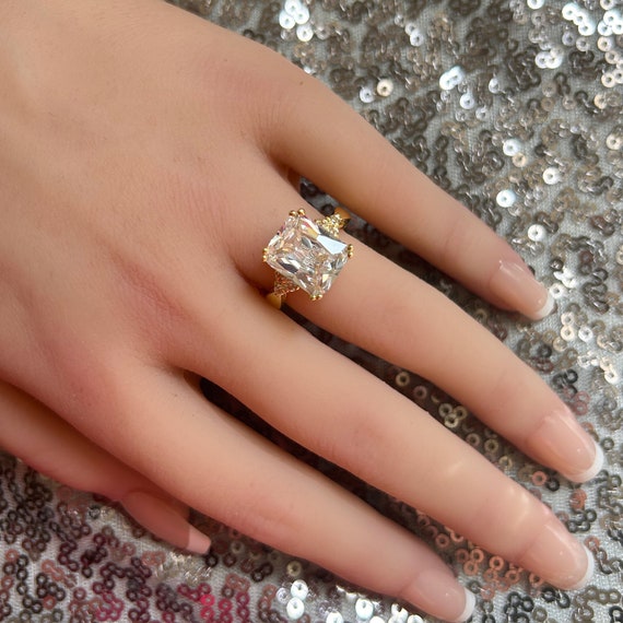 Clear Quartz Ring Gold Ring Prong Ring Statement Ring April Birthstone Cocktail Ring Engagement Ring Rectangle Ring Etsy Canada