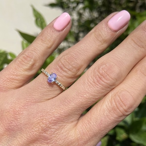 Lavender Amethyst Ring - Gold Ring - Stacking Ring - Dainty Ring - Tiny Ring - Delicate Ring - Engagement Ring - Prong Ring - Slim Ring