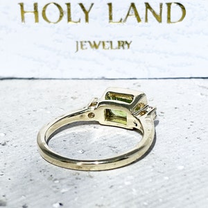 Peridot Ring Gemstone Ring Dainty Ring August Birthstone Gold Ring Bezel Ring Stack Ring Rectangle Ring Green Stone Ring image 8