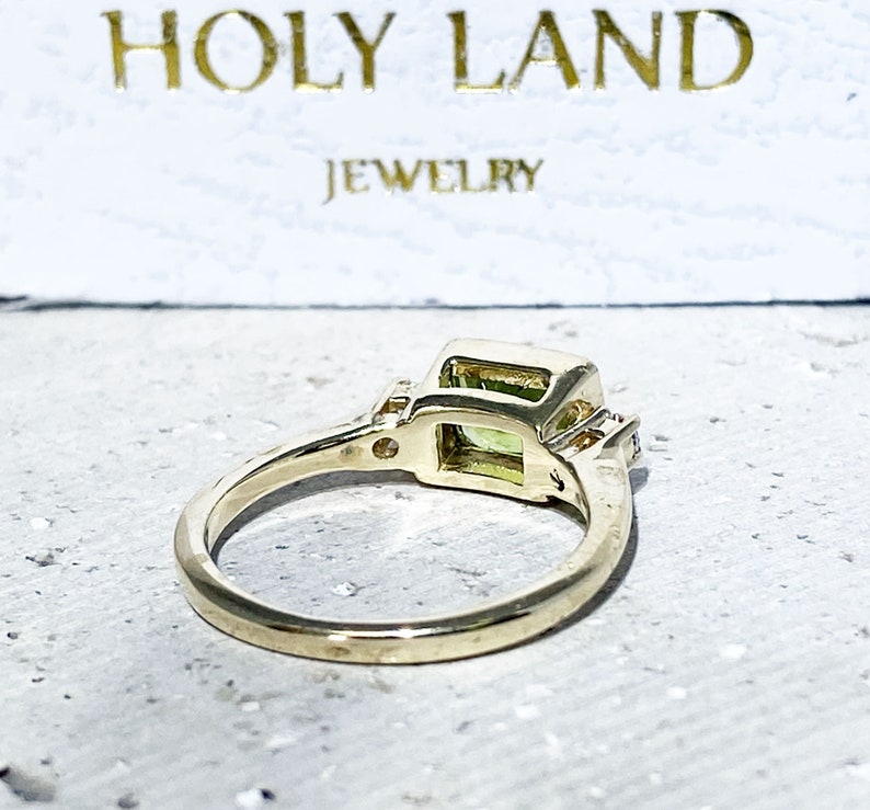 Peridot Ring Gemstone Ring Dainty Ring August Birthstone Gold Ring Bezel Ring Stack Ring Rectangle Ring Green Stone Ring image 8