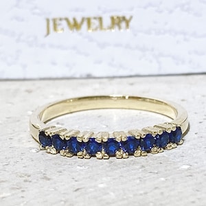 Blue Sapphire Ring - September Ring - Half Eternity Ring - Stack Ring - Gold Ring - Dainty Ring - Delicate Ring - Prong Ring
