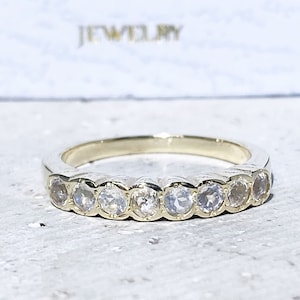 Rainbow Moonstone Ring - Genuine Gemstone - Gold Ring - Stacking Ring - June Ring - Simple Jewery - Bezel Set Ring - Gemstone Band