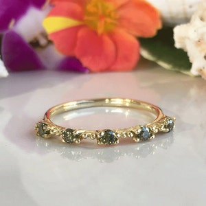 Peridot Ring Gold Ring Stack Ring Prong Ring Light Green Ring Slim Ring Gemstone Band Dainty Ring August Birthstone image 1