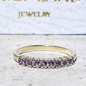 Alexandrite Ring - Lavender Ring - June Birthstone - Half Eternity Ring - Gold Ring - Dainty Ring - Tiny Ring - Prong Ring