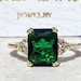 Emerald Ring - May Birthstone - Gold Ring - Gemstone Band - Statement Ring - Engagement Ring - Rectangle Ring - Cocktail Ring - Prong Ring
