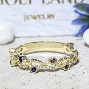 Sapphire Ring - Royal Blue Ring - Gemstone Ring - Infinity Ring - Stack Ring - September Birthstone - Simple Ring - Bezel Ring - Gold Ring