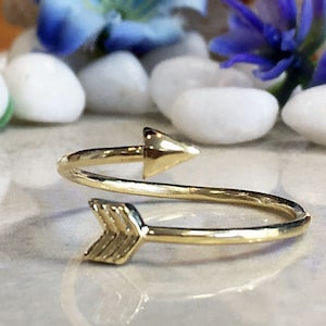 Arrow Ring Gold Ring Stacking Ring Tiny Ring Everyday Ring Adjustable Ring Simple Ring Slim Ring Stack Ring image 1