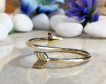 Arrow Ring - Gold Ring - Stacking Ring - Tiny Ring - Everyday Ring - Adjustable Ring - Simple Ring - Slim Ring - Stack Ring