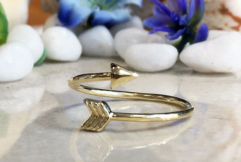 Arrow Ring Gold Ring Stacking Ring Tiny Ring Everyday Ring Adjustable Ring Simple Ring Slim Ring Stack Ring image 1