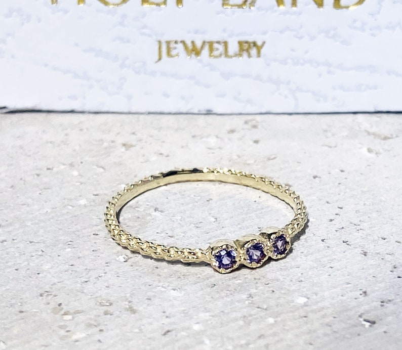 Alexandrite Ring Lavender Ring June Birthstone Gold Ring Delicate Ring Dainty Ring Tiny Ring Slim Band Simple Jewelry image 6