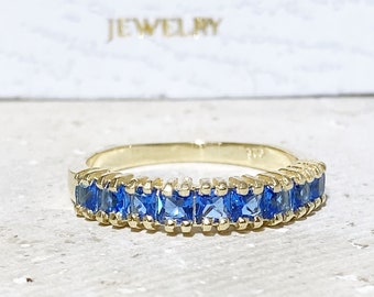 Blue Topaz Ring - December Birthstone - Stacking Ring - Gold Ring - Prong Ring - Gemstone Ring - Square Stone Ring - Dainty Ring