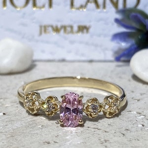 Anillo de cuarzo rosa - Piedra natal de octubre - Anillo de oro - Anillo apilable - Anillo de flor - Anillo de piedra preciosa - Anillo sencillo - Anillo delicado - Anillo de garras