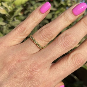Peridot Ring Slim Ring Prong Ring Gold Ring Dainty Ring Light Green Ring Half Eternity Ring August Birthstone Tiny Ring image 3