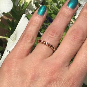 Red Garnet Ring - January Ring - Half Eternity Ring - Stacking Ring - Gold Ring - Dainty Ring - Prong Ring - Gemstone Band - Simple Jewelry