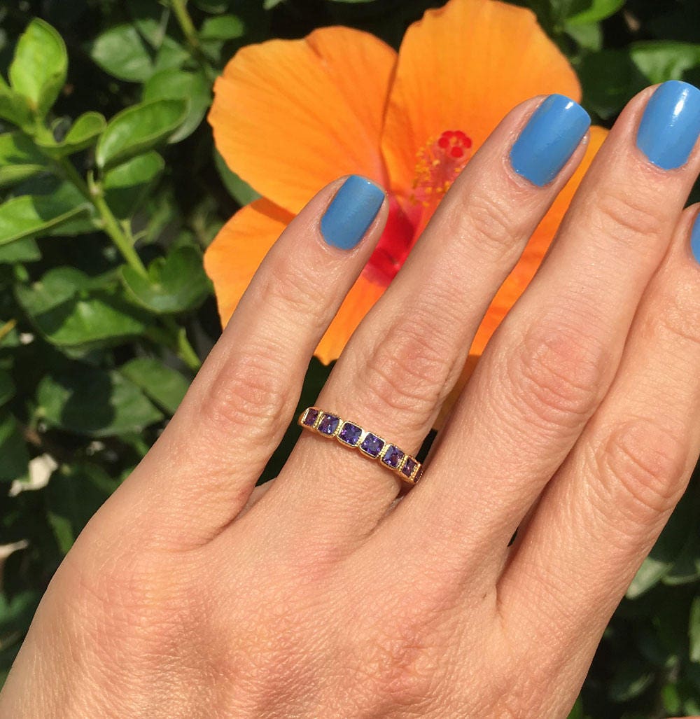 Purple Amethyst Ring February Ring Stack Ring Gemstone Etsy
