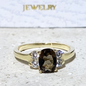 Smoky Quartz Ring - Brown Ring - Genuine Gemstone - Vintage Style - Prong Ring - Smoky Topaz - Tiny Ring - Simple Jewelry
