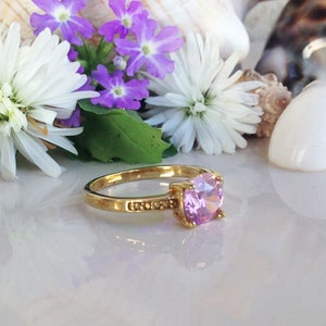 October Birthstone Jewelry Rose Quartz Ring Promise Ring Pink Quartz Ring Prong Ring Gemstone Ring Gold Ring Simple Ring image 5