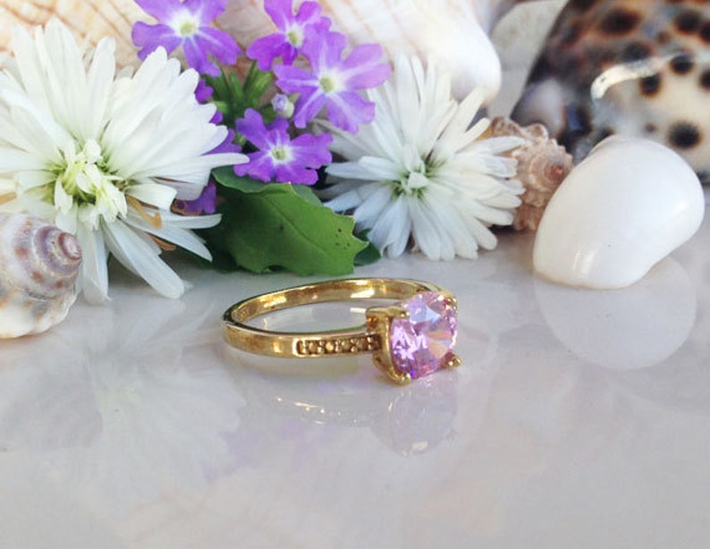 October Birthstone Jewelry Rose Quartz Ring Promise Ring Pink Quartz Ring Prong Ring Gemstone Ring Gold Ring Simple Ring image 5