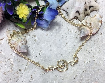 Treble Clef Symbol Music Jewelry Simple Delicate Chain Gold Bracelet