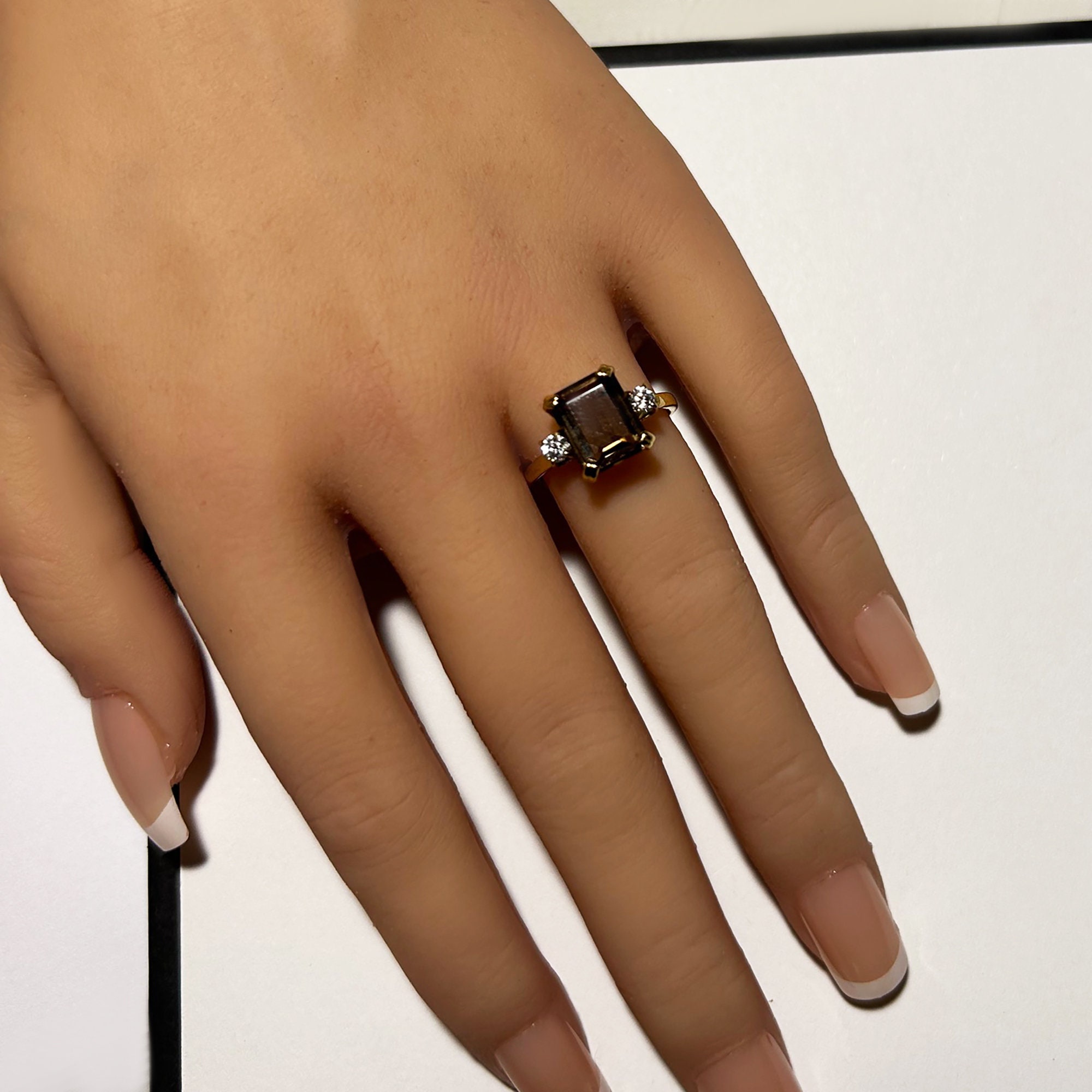 Smoky Quartz Ring - Genuine Gemstone - Gold Ring - Statement Ring