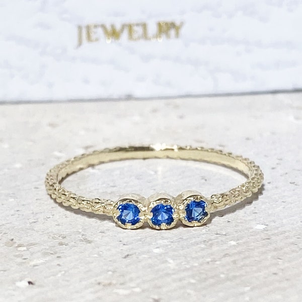 Blue Topaz Ring - December Birthstone - Gold Ring - Dainty Ring - Tiny Ring - Delicate Ring - Gemstone Ring - Stacking Ring - Simple Ring