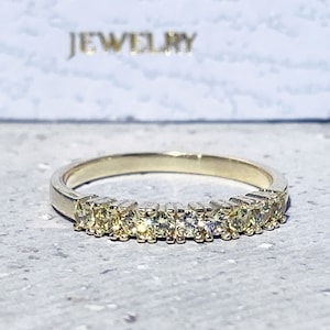 Citrine Ring - Slim Ring - Stack Ring - Gold Ring - Tiny Ring - Dainty Ring - Yellow Ring - Half Eternity Ring - November Birthstone