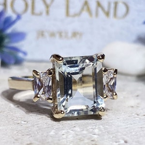 Green Amethyst Ring Statement Ring Gold Ring Engagement Ring Rectangle Ring Cocktail Ring Gemstone Ring Prong Ring image 3