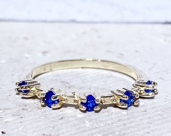 Blue Sapphire Ring - Tiny Ring - Slim Stack Ring - Dainty Ring - Prong Set  Ring - September Birthstone - Royal Blue Ring