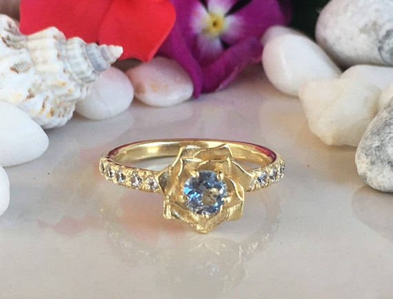 Aquamarine Bezel Set March Birthstone Ring