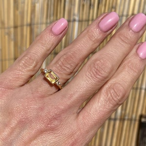 Peridot Ring Gemstone Ring Dainty Ring August Birthstone Gold Ring Bezel Ring Stack Ring Rectangle Ring Green Stone Ring image 7