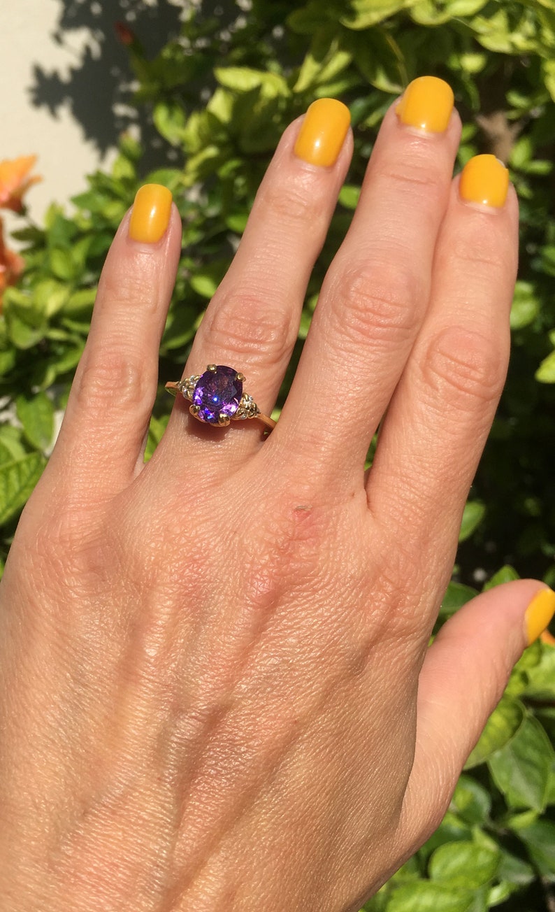 Purple Amethyst Ring February Birthstone Statement Ring Etsy