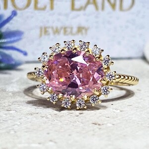 Rose Quartz Ring - October Birthstone - Gold Ring - Gemstone Band - Statement Ring - Engagement Ring - Oval Ring - Cocktail Ring -Prong Ring
