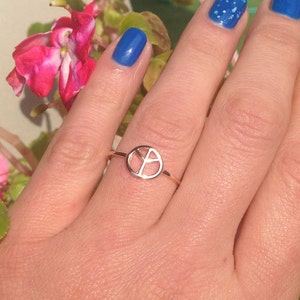 Gold Peace Ring - Stacking Ring - Peace Sign Jewelry - Peace Symbol - Simple Ring - Tiny Ring - Friendship Gift