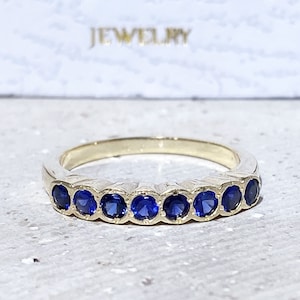 Blue Sapphire Ring - Gold Ring - Royal Blue Ring - September Birthstone - Simple Ring - Dainty Ring - Bezel Ring - Dainty Ring - Stack Ring