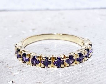 Purple Amethyst Ring - February Ring - Stack Ring - Gemstone Band - Gold Ring - Prong Ring - Purple Ring - Dainty Ring - Simple Ring