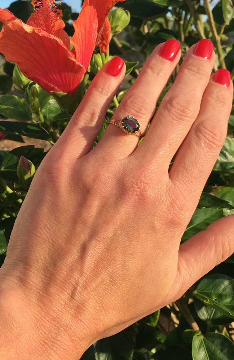 Green Tourmaline Ring Dark Green Ring Bezel Ring Oval Etsy