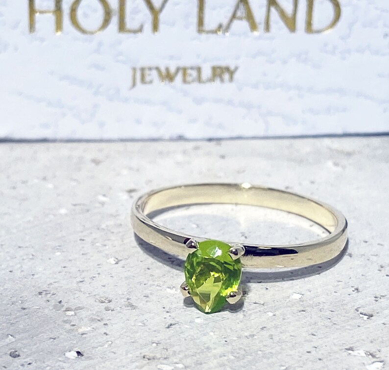 Peridot Ring August Birthstone Gold Ring Prong Ring Stacking Ring Gemstone Ring Simple Ring Teardrop Ring Green Stone Ring image 2